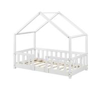 Cama para niños treviolo forma de casa pino 70x140 cm blanco [en.casa]