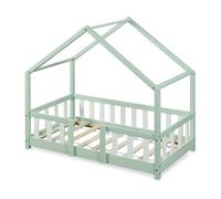 Cama para niños treviolo forma de casa pino 70x140 cm verde menta / blanco [en.casa]