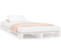 Cama plataforma de madera maciza de pino, color blanco, 90x190 cm (vidaXL)