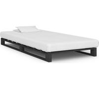 Cama plataforma "Living Store", color gris, madera maciza de pino, dimensiones 100x200 cm