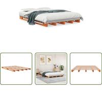 Cama plataforma "Living Store" en color marrón cera, de 140x200 cm, fabricada en madera maciza de pino