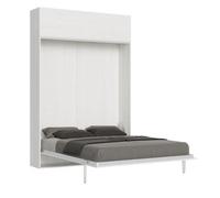 Cama Plegable 120x190 Cm Con 1 Mueble Alto De Madera Blanca Kanto