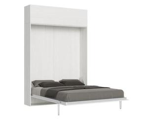 Cama Plegable 120x190 Cm Con 1 Mueble Alto De Madera Blanca Kanto