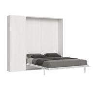Cama Plegable 140x190 Cm Con 1 Columna Contenedor De Madera Blanca Kanto
