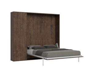 Cama Plegable 140x190 Cm Con 1 Columna Contenedor De Madera De Nogal Kanto
