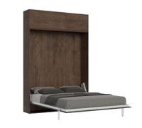 Cama Plegable 140x190 Cm Con 1 Mueble Alto En Madera De Nogal Kanto