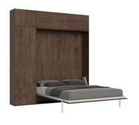 Cama Plegable 160x190 Cm Con 1 Columna Contenedor 2 Muebles Altos En Madera De Nogal Kanto
