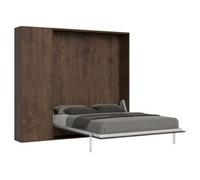 Cama Plegable 160x190 Cm Con 1 Columna Contenedor De Madera De Nogal Kanto