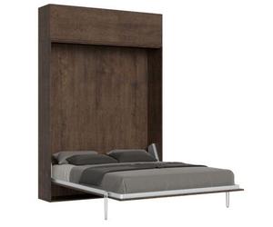 Cama Plegable 160x190 Cm Con 1 Mueble Alto En Madera De Nogal Kanto