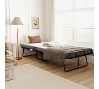 Cama plegable HOMCOM de 90x200 cm, cama plegable para invitados adultos, cama de viaje con espuma de 10 cm de grosor, con estructura de acero, enrollable, soporta hasta 150 kg, cama individual.