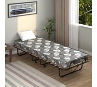 Cama plegable individual de 80 x 185 cm, cama plegable para adultos con colchón de memoria de 6.5 cm, carga ortopédica