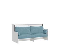 Cama plegable individual Kando con sofá y colchón de fresno blanco, azul claro - Itamoby