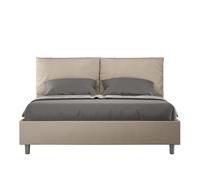 Cama Sin Somier Acolchada 160x210 Cuero Sintético Gris Paloma Antea