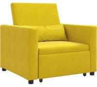Cama Sofá Desplegable Individual con ruedas Amarillo Terciopelo