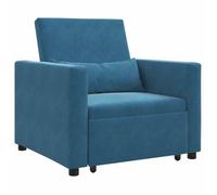 Cama Sofá Desplegable Individual Con Ruedas Azul Terciopelo Vidaxl