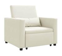 Cama Sofá Desplegable Individual Con Ruedas Crema Terciopelo Vidaxl