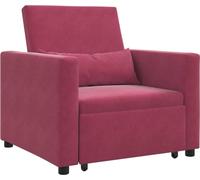 Cama Sofá Desplegable Individual Rojo vino tinto Terciopelo