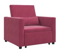 Cama Sofá Desplegable Individual Rojo Vino Tinto Terciopelo Vidaxl