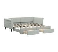 Cama Sofá Plegable 2 en 1 con Almacenamiento, Canapé de Terciopelo Gris Claro, 219 x 100 x 68 cm, 2 Cajones con Ruedas, Ideal para Invitados, Diseño Moderno Minimalista, Requiere 2 Colchones 90 x 190