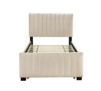 Cama tapizada 90x190cm en terciopelo - con cama nido 90x190cm - beige