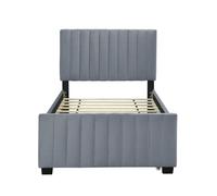 Cama tapizada 90x190cm en terciopelo - con cama nido 90x190cm - gris
