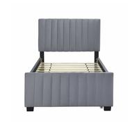 Cama tapizada 90x190cm en terciopelo - con cama nido 90x190cm - gris