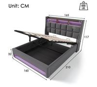 Cama tapizada - Cama de lino - Cama de matrimonio - Mueble de dormitorio - Estructura de cama - 160x200 cm