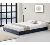 Cama tapizada con estructura de lino, somier de láminas, dimensiones 180x200 cm. Incluye somier. Cama doble, tipo elevable. Color gris oscuro, material Corium