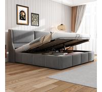 Cama tapizada Flieks de 180x200 cm, cama doble con somier y espacio de almacenamiento. Cama boxspring hidráulica, cama funcional con espacio de almacenamiento, tapizada en terciopelo, sin colchón