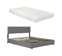 Cama tapizada juva con colchón 140x200cm - gris corium