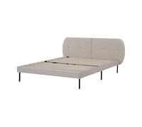 Cama tapizada porvoo con cabecero somier terciopelo 140x200cm - beige [en.casa]