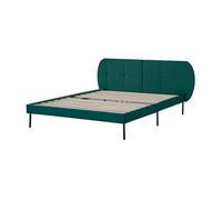 Cama tapizada porvoo con cabecero somier terciopelo 140x200cm - verde oscuro [en.casa]