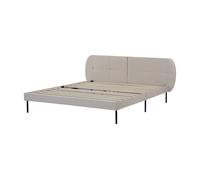 Cama tapizada porvoo con cabecero somier terciopelo 160x200cm - beige [en.casa]