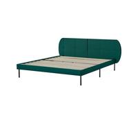 Cama tapizada porvoo con cabecero somier terciopelo 160x200cm - verde oscuro [en.casa]