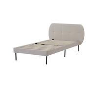Cama tapizada porvoo con cabecero somier terciopelo 90x200cm - beige [en.casa]