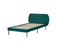 Cama tapizada porvoo con cabecero somier terciopelo 90x200cm - verde oscuro [en.casa]