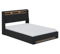 Cama tapizada Vitalispa Christin Antracita/roble 140x200 con colchón, LED y conexión USB, Model 59804