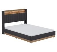 Cama tapizada Vitalispa Nura Antracita 140x200 cm con 4 cajones, Model 59802