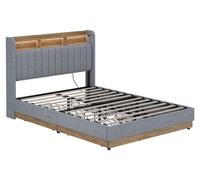 Cama tapizada Vitalispa Nura Gris 140x200 cm con 4 cajones, Model 59368