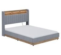 Cama tapizada Vitalispa Nura Gris 140x200 cm con 4 cajones, Model 59801