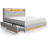 Cama tapizada Vitalispa Nura Gris 180x200 cm con 4 cajones, Model 51720
