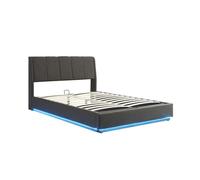 Cama tapizado led tröstiar con somier abatible 140x200cm - negro [en.casa]