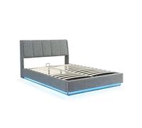 Cama tapizado led tröstiar con somier abatible 160x200cm - antracita [en.casa]