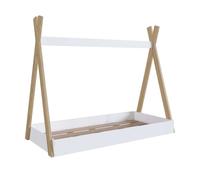 Miroytengo Cama Tipi Infantil Montessori, Cama para Niños con Láminas de Somier, Melamina Blanco Mate y Roble 80x190 cm