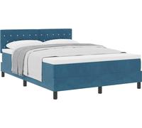 Cama tipo Box Spring Azul Oscuro 140 x 200 cm Terciopelo