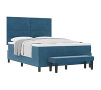 Cama Tipo Box Spring Azul Oscuro 190 X 140 Cm Terciopelo Vidaxl