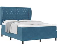 Cama tipo Box Spring Azul Oscuro 200 x 140 cm Terciopelo
