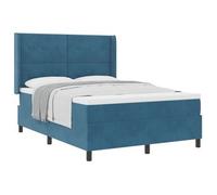 Cama con somier y cabecero azul, 140 x 200 cm, tapizada en terciopelo