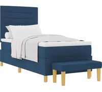 Cama tipo Box Spring con cabecera Azul 200 x 90 cm tela