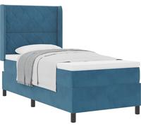 Cama tipo Box Spring con cabecera Azul 90 x 190 cm Terciopelo